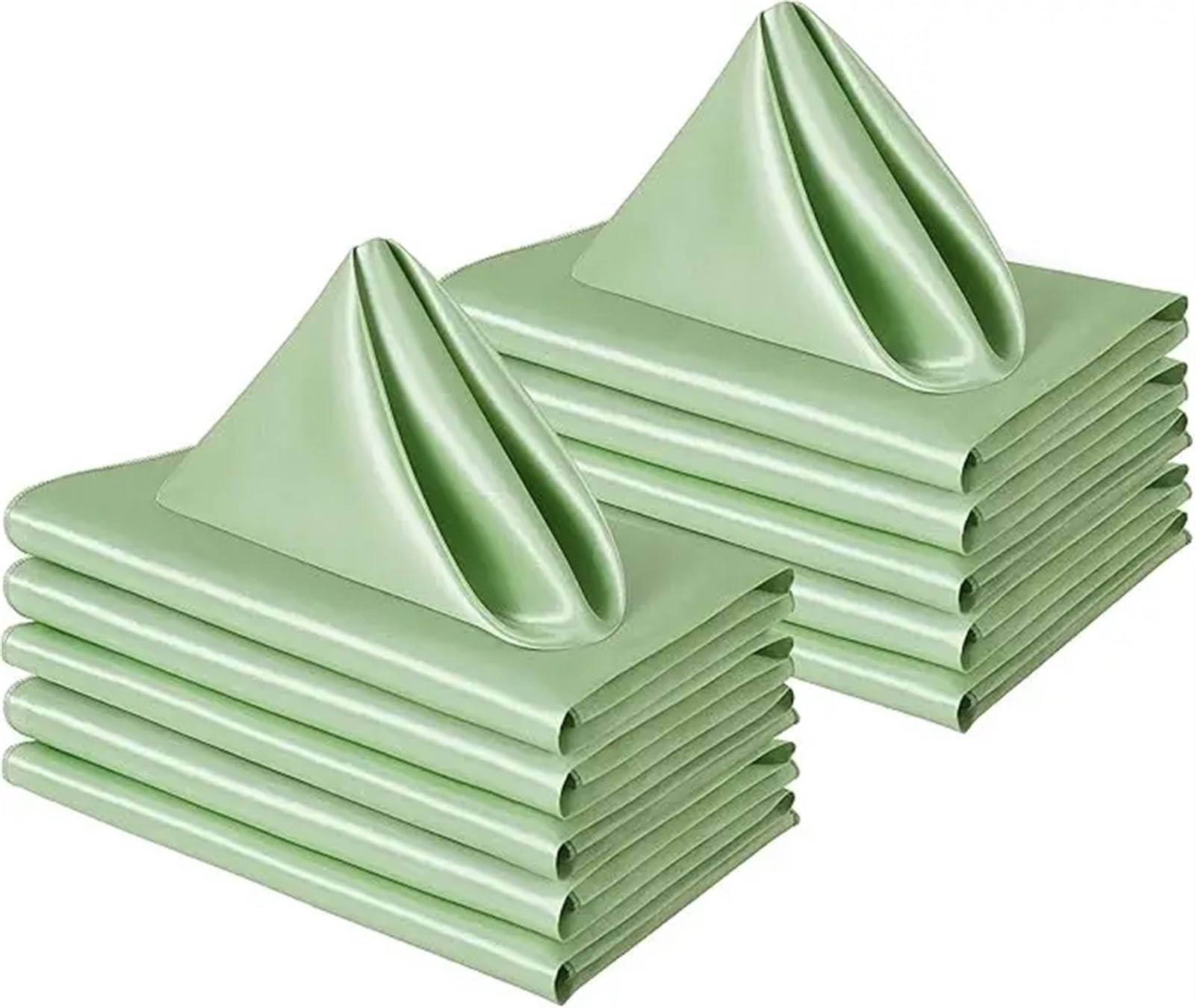 Servilletas 10 servilletas de Mesa satén 40 x cm, Lavables, for cenas, Fiestas, hoteles, decoración romántica for Bodas, Suministros for restaurantes(10pcs-Light Green)