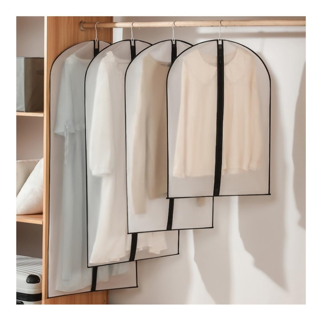 Portatrajes Funda Traje 4 Paquetes De Bolsas De Ropa Transparentes, Bolsa De Disfraz Para Viaje, Almacenamiento De Ropa Colgante, Bolsas De Traje Para Vestido, Uniforme, Abrigo, Vestido Funda Ropa Por