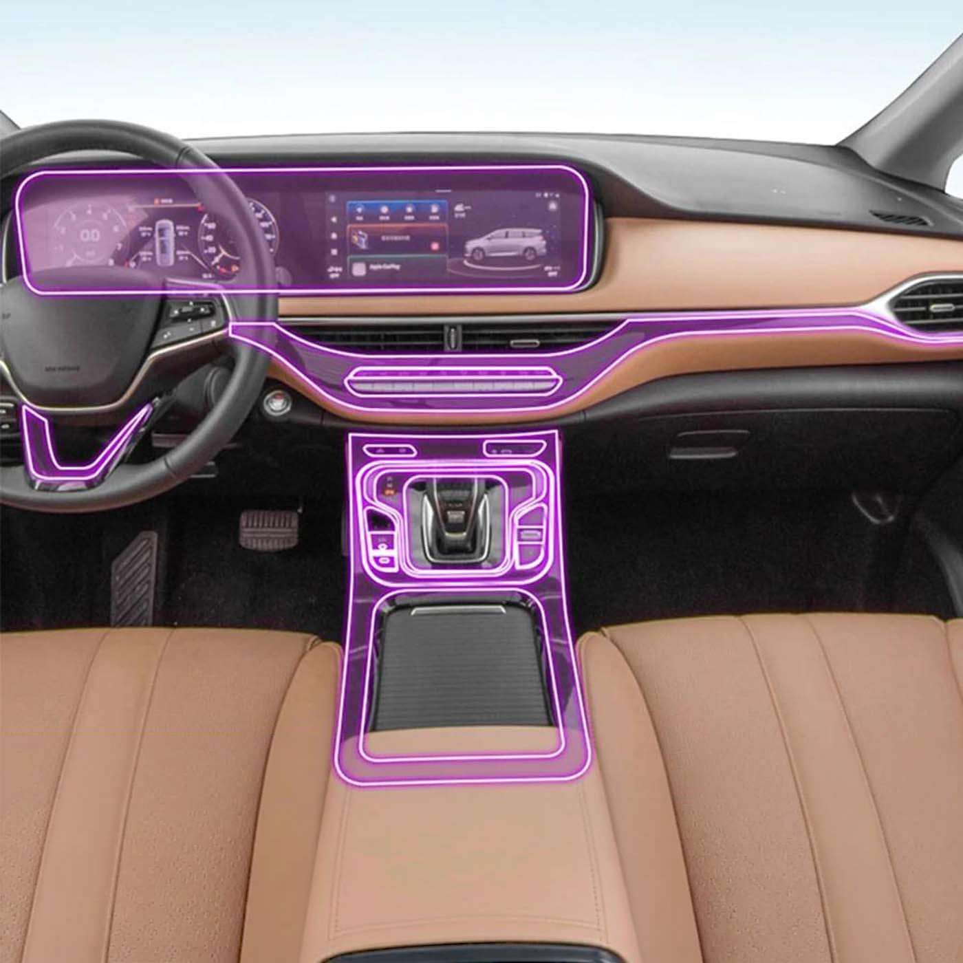 Car Interior Center Console Media Dashboard Navigation TPU Sticker, for GAC M6 PRO 2024 2025 Protector Accessories