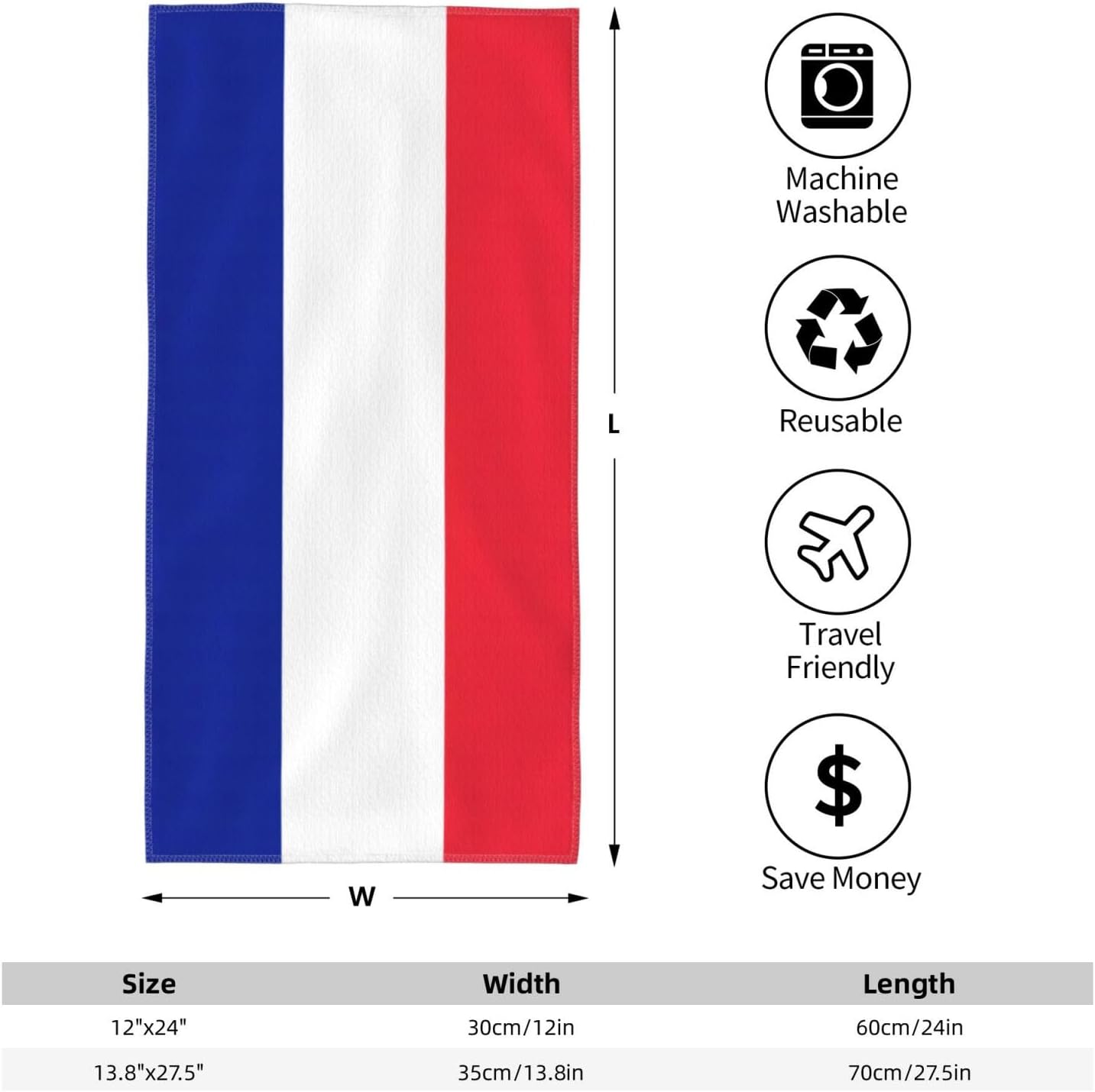 French Flag Print Hand Towels for Kitchen, Decorative Bathroom Towels Decor Farmhouse Cute for Men Women Gifts