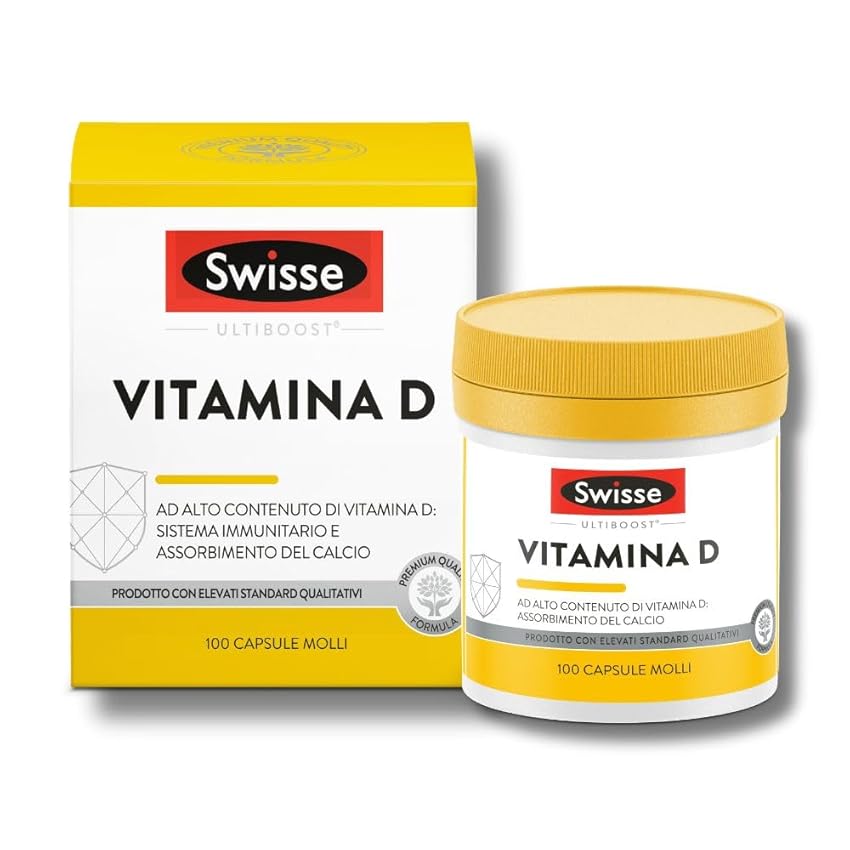 SWISSE Ultiboost- Vitamina D 2000 UI, Integratore Difese Immunitarie Adulti, Integratori Alimentari Donna e Uomo con vitamina D3 per Mantenimento Ossa e Denti Sani, Made in Italy, 100 Capsule Molli