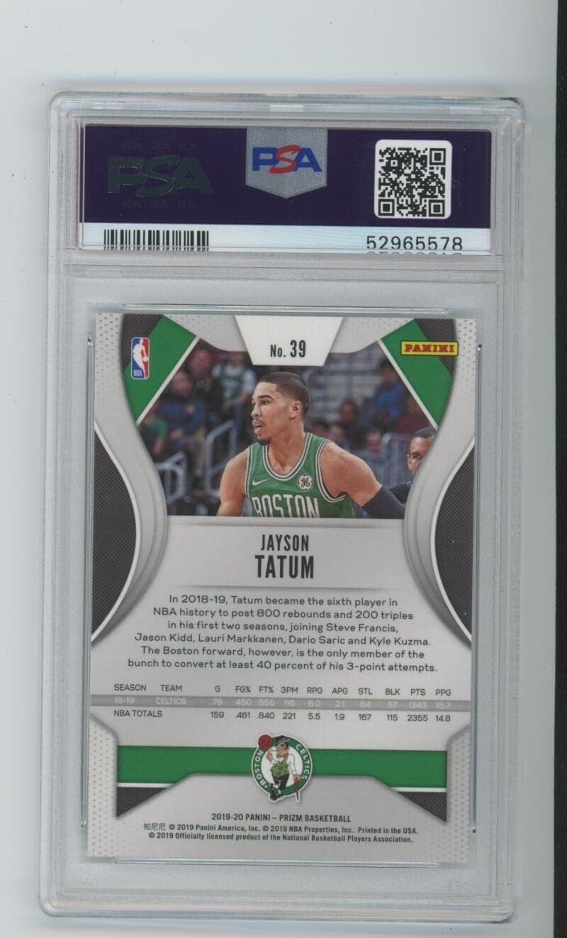 2019 Jayson Tatum Panini PRIZM #39 PSA 7 NM Boston Celtics NBA Graded Card