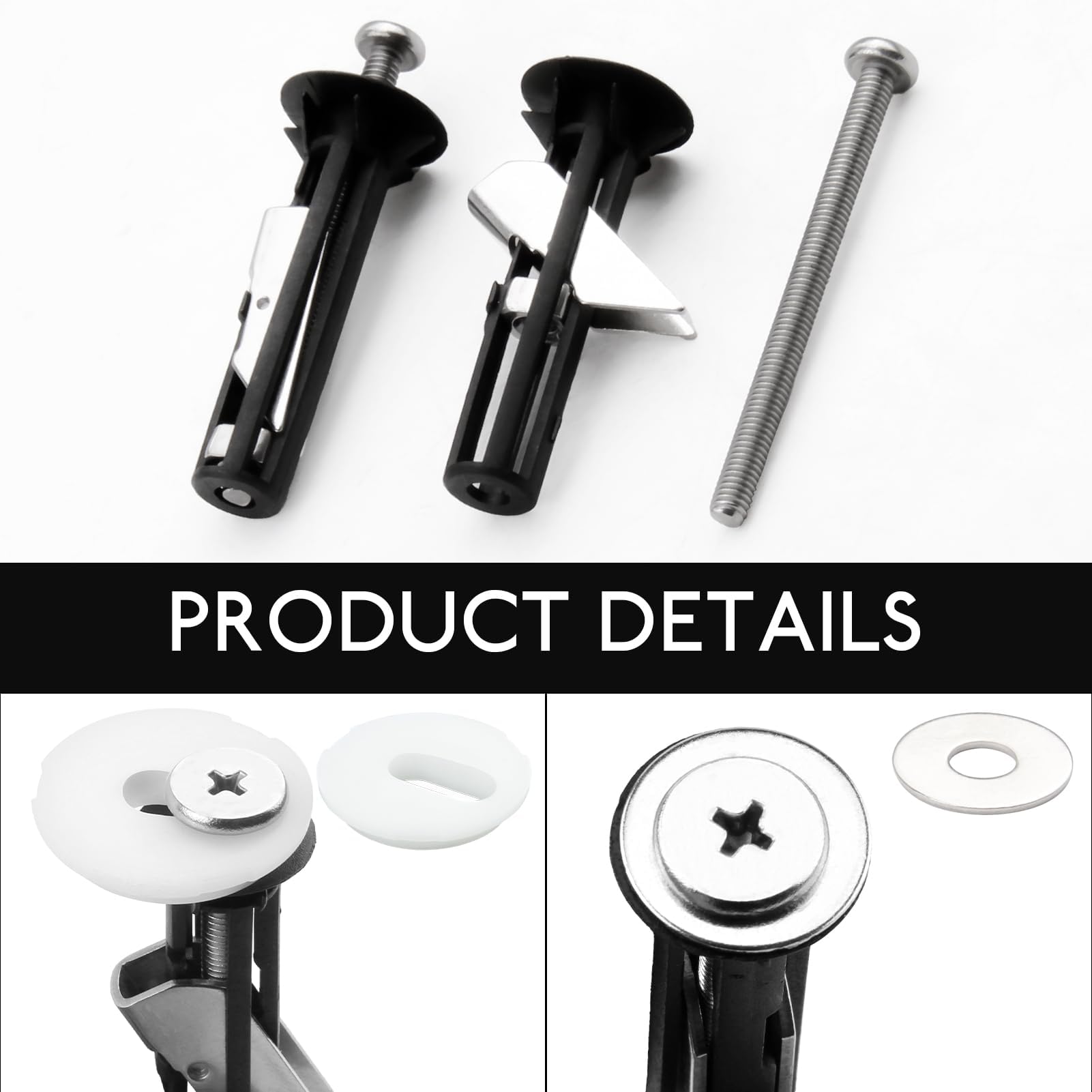 Toilet Seat Fittings 4 Pack,55mm Stainless Steel Heavy Duty Top Fixing Bolts Kit with Washers,Universal WC Hinge Screws for Blind Holes,Quick Release Rust Proof Replacement Fastener for Easy Install - Image 4