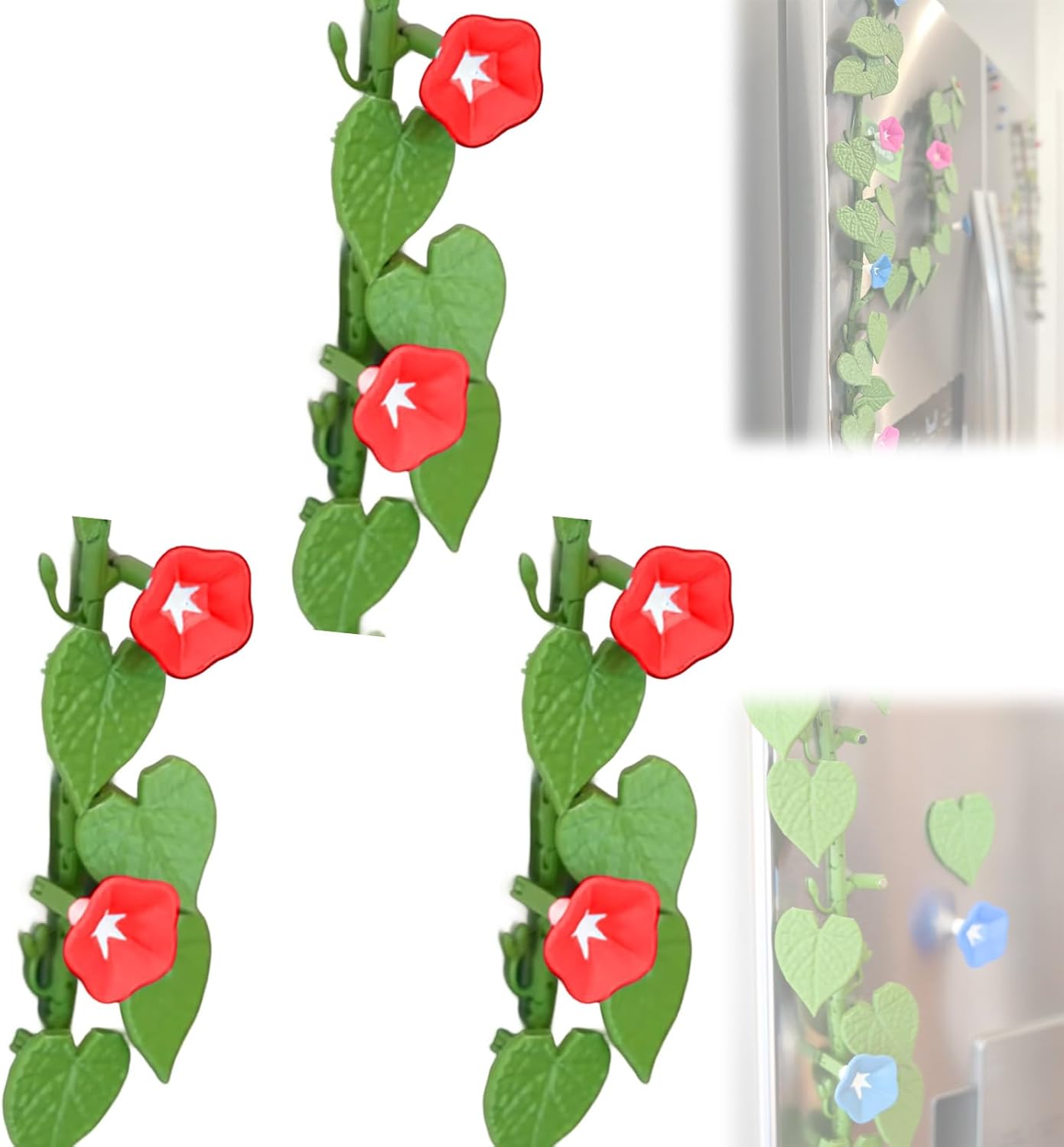 Morning Glory Magnets, Funny Morning Glory Climbing Ivy Fridge Magnet with Articulating Stems, 3D Flower Plant Vine Refrigerator Magnets Decoration for Home Kitchen Decor (Red, 3Pcs) Morning Glory Magnets, Funny Morning Glory Climbing Ivy Fridge Magnet with Articulating Stems, 3D Flower Plant Vine Refrigerator Magnets Decoration for Home Kitchen Decor (Red, 3Pcs)