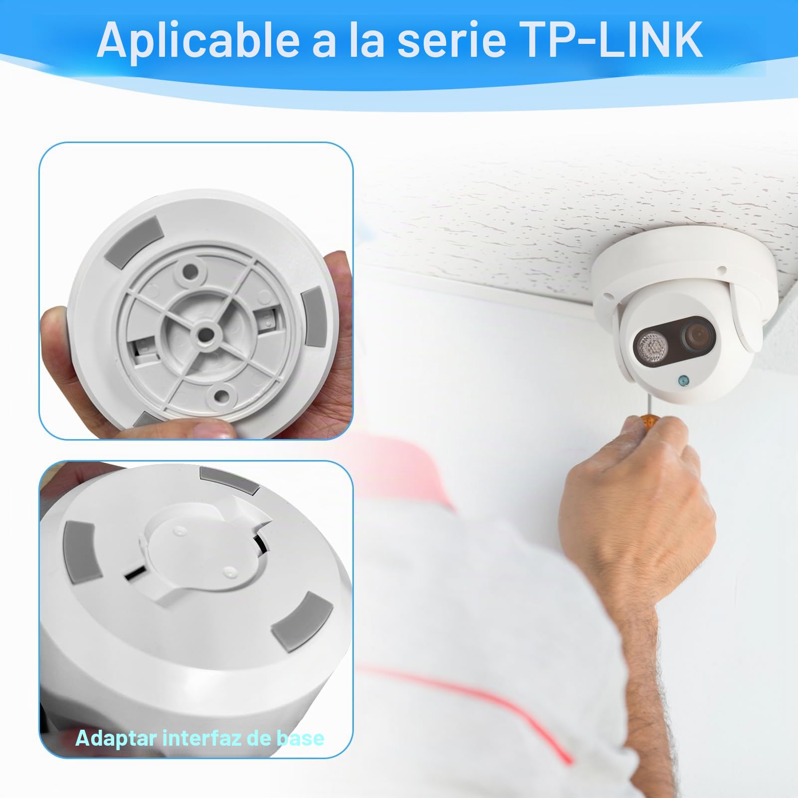 Soportes Cámara Vigilancia WiFi Interior 55 mm para Tapo C200 C210 IPC40C IPC42C TPC42EW IPC43AN IPC43AW MIPC451, Lote de 2 Soportes Kit para Cámara Domo Bases de Montaje Mural Accesorio