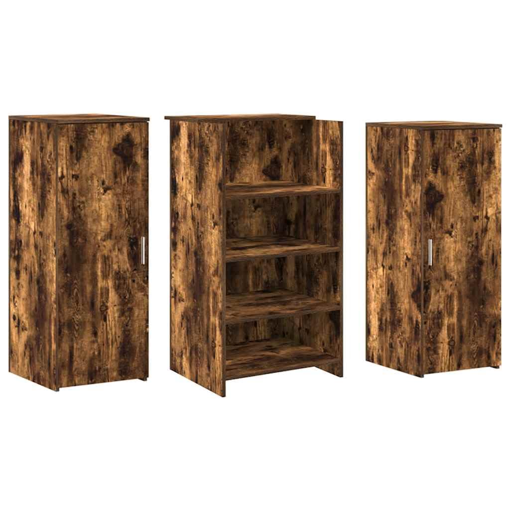 Bancone da ricevimento, in legno di rovere affumicato, 135 x 50 x 103,5 cm, con vano portaoggetti e vano portaoggetti, scrivania per ufficio, PC, laptop, segretario, gaming, postazione di