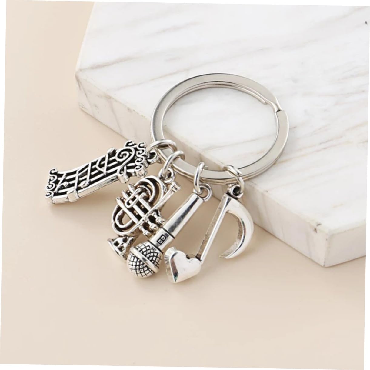 BESPORTBLE Llavero De Musica Simple Musical Llaves Acortar Cadenas Anillo De Llave De Aleación Decoración De Llavero De Mochila Escolar Colgante De Llave Decoración Plata