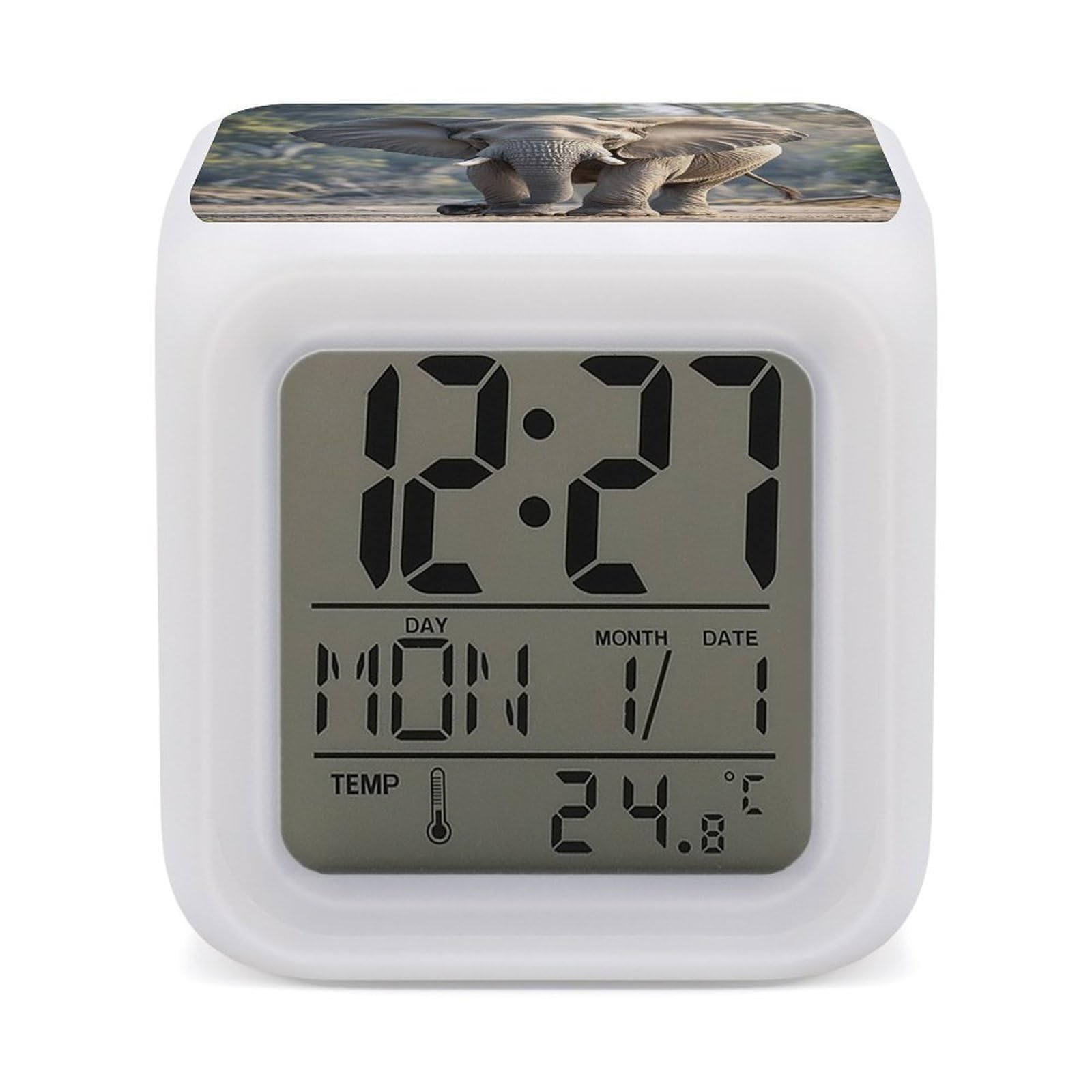 VstaDank Elephant Alarm Clock Alarm Clock with 7 Color Changing Digital Clocks for Bedrooms Sleep Training Clocks with Large Display for Office Kitchen Living Room