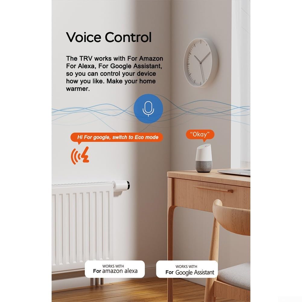 Valvola termostatica per termosifone, controllo intelligente del riscaldamento programmabile, programmazione settimanale, controllo vocale e app, monitoraggio energetico per comfort domestico (2 pezzi