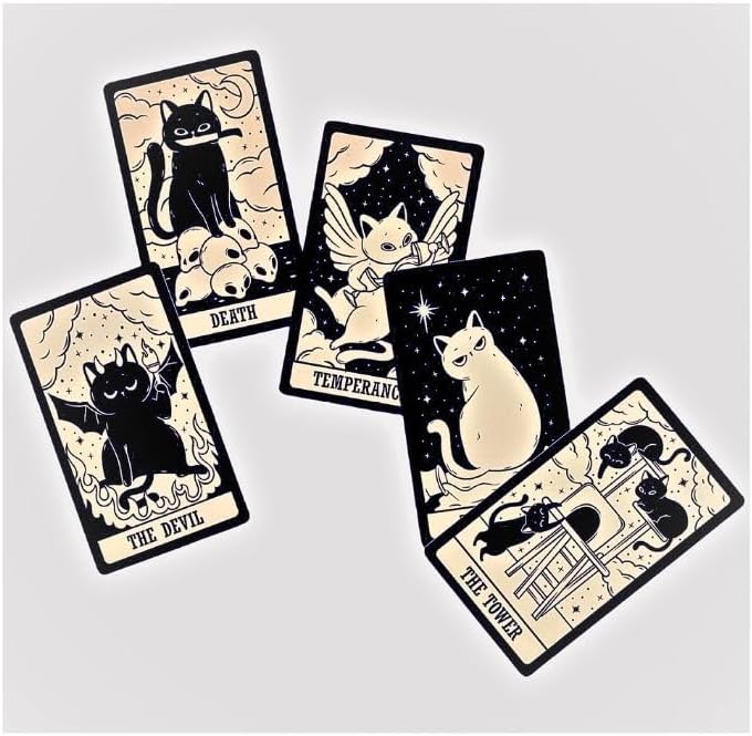 Cat Tarot Cards Deck – 78-Card Whimsical Cat-Themed Tarot Set with Guidebook, Beginner-Friendly Oracle Cards for Intuition Reading, Spiritual Reflection & Witchy Aesthetic Collection - Image 5