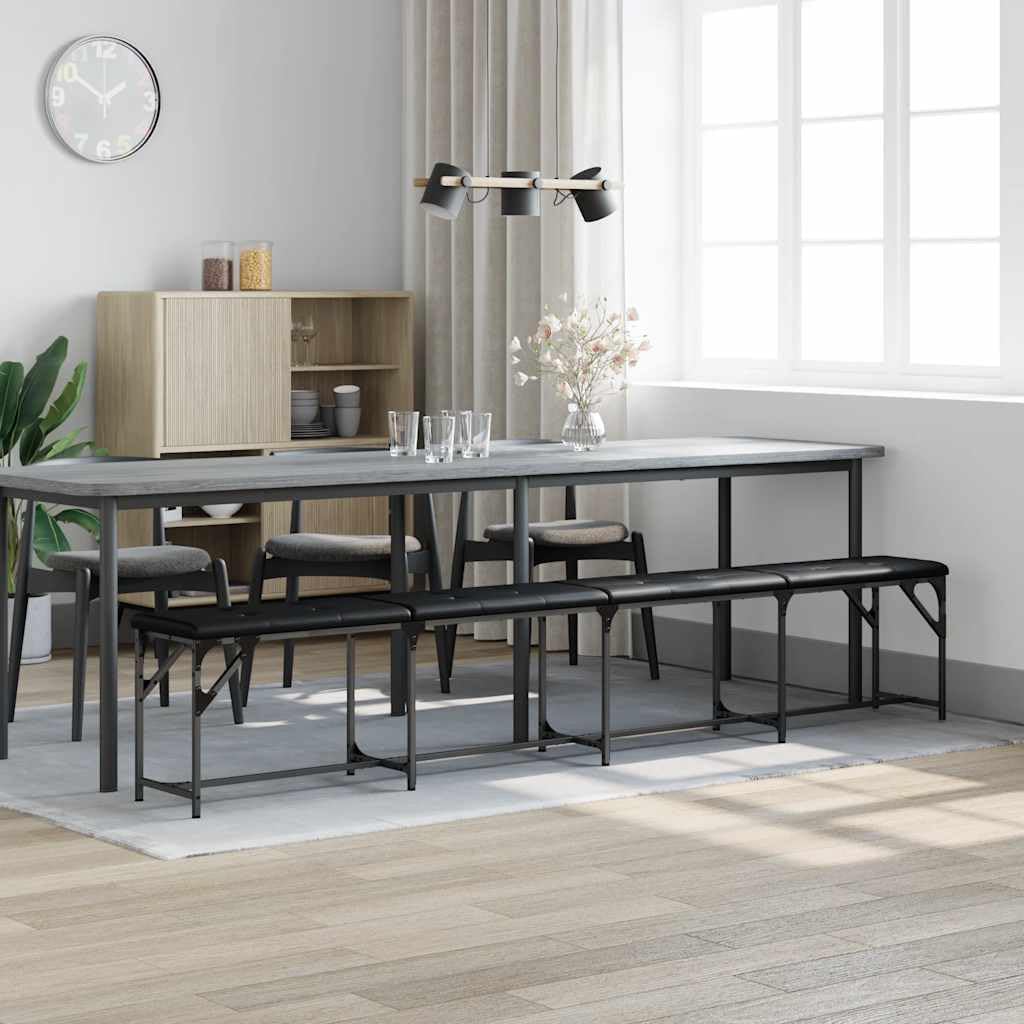Banc à Manger Noir en Acier avec Coussin Similicuir 248x32x45 cm, Banquette Confortable pour Salle à Manger, Cuisine, entrée ou Salon, Assise rembourrée et Robuste pour Repas et Accueil