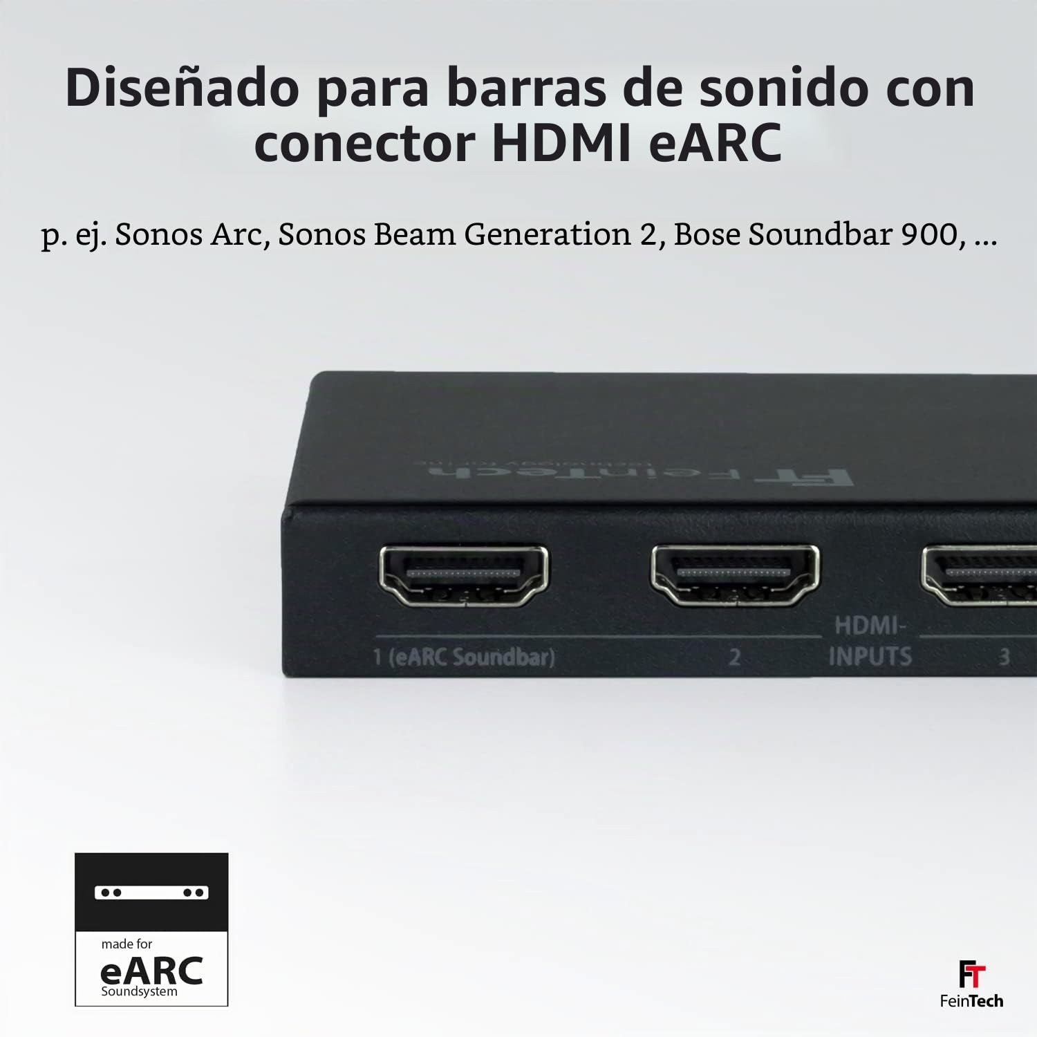 FeinTech VAX04201 HDMI eARC Pass Matrix Switch 4x2 para Barra de Sonido y 2 Pantallas 4K 60Hz Dolby Vision Atmos