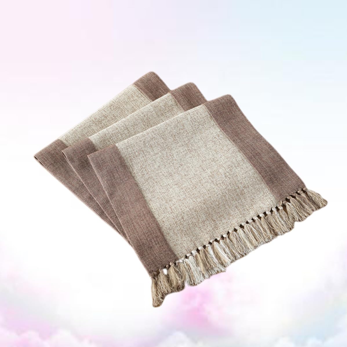 Toyvian Runner Tavola Doppio Strato Cotone Lino Nappe Beige