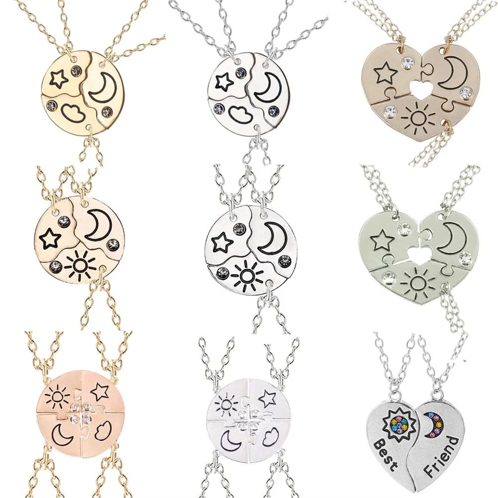 Collana con pezzi di puzzle in argento sterling 925 per donne e uomini, ciondolo stella nuvola sole luna 2/3/4/5 pezzi, collana Millennium, coppia