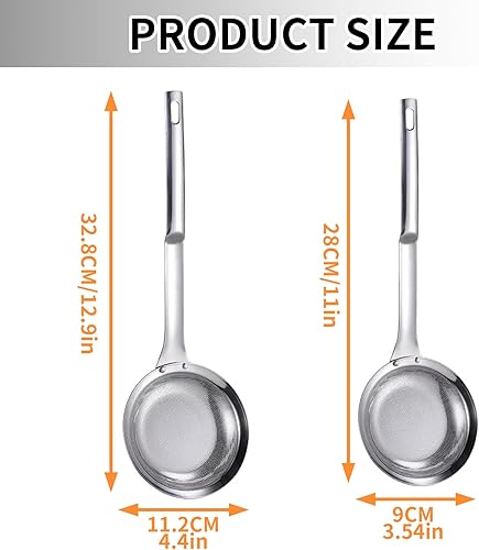 Miniatura 5 de Colador de acero inoxidable, filtro de malla extrafina con asa, filtro de aceite, accesorio de cocina (S + grande)