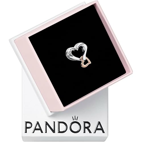PANDORA Two-tone Openwork Infinity Heart Charm - Gift for Her - Compatible Moments Rose & Sterling Silver - With Gift Box