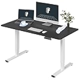 E6 3-Stage Dual Motor Electric Standing Desk 55 x 28 Sit Stand Up Desk, Holds 220 lbs, Adjustable Height w/Memory Presets, One-Piece Black Desktop & White Frame, Ships in 2 Boxes