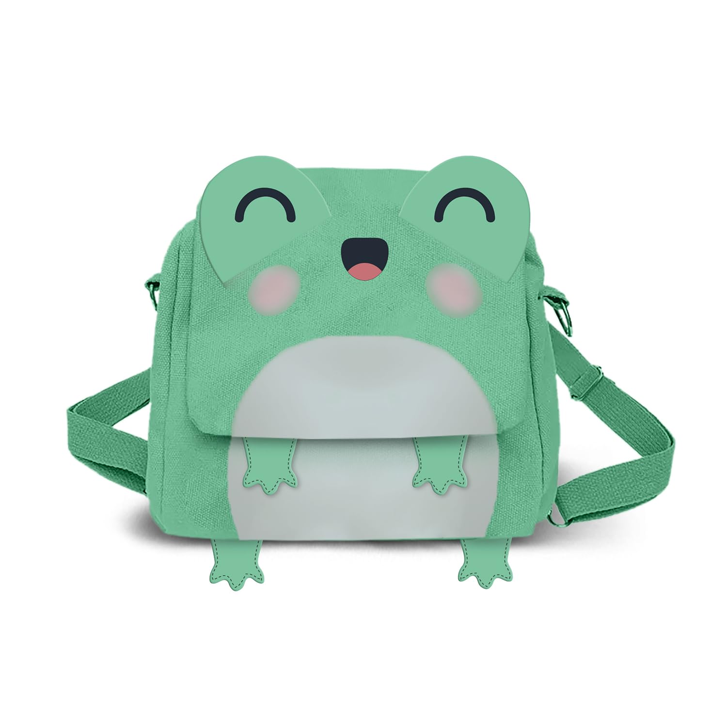 Oh My Pop Froggy-Kawaii Convertible Bag-Backpack, Turquoise, 24 x 22 cm