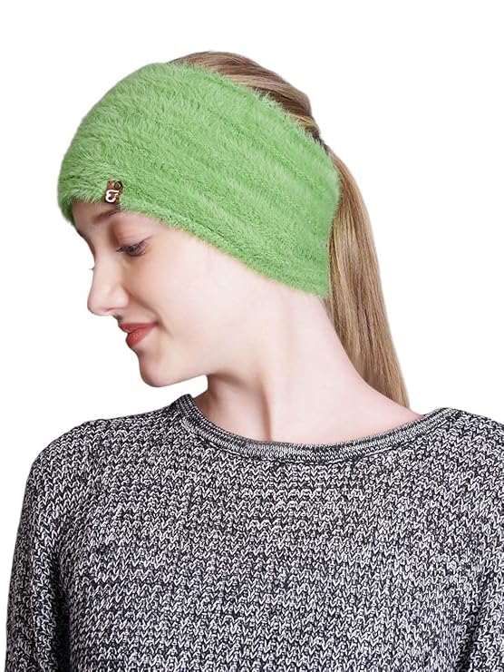 Soft Knitted Warm woolen Headband Earmuffs Earcap Earcover Winter accessories trendy stylish Earwarmer (Green)-image-43