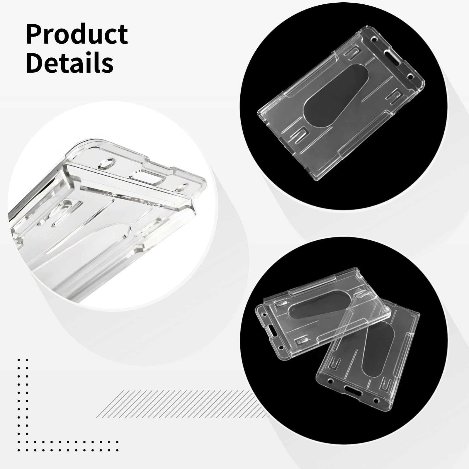 25 szt. uchwytów na identyfikator, przezroczyste plastikowe etui na karty z breloczkami, pionowe dwustronne uchwyty na identyfikatory z otworem na kciuk, 8,4 x 6,1 cm twarde plastikowe uchwyty na