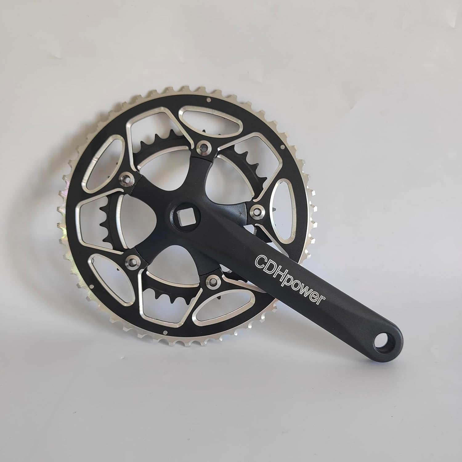 CDHPOWER Double Chainring Crankset 50/34T 170mm Crankarm 110 BCD Crankset Square Taper for Mountain Road Bike Fixed Gear Bicycle