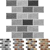 URCOLOR 10-Sheet Peel and Stick Backsplash Tile for Kitchen,12'x12' Self Adhesive Back Splashes for Bathroom Brick Look Gray Black