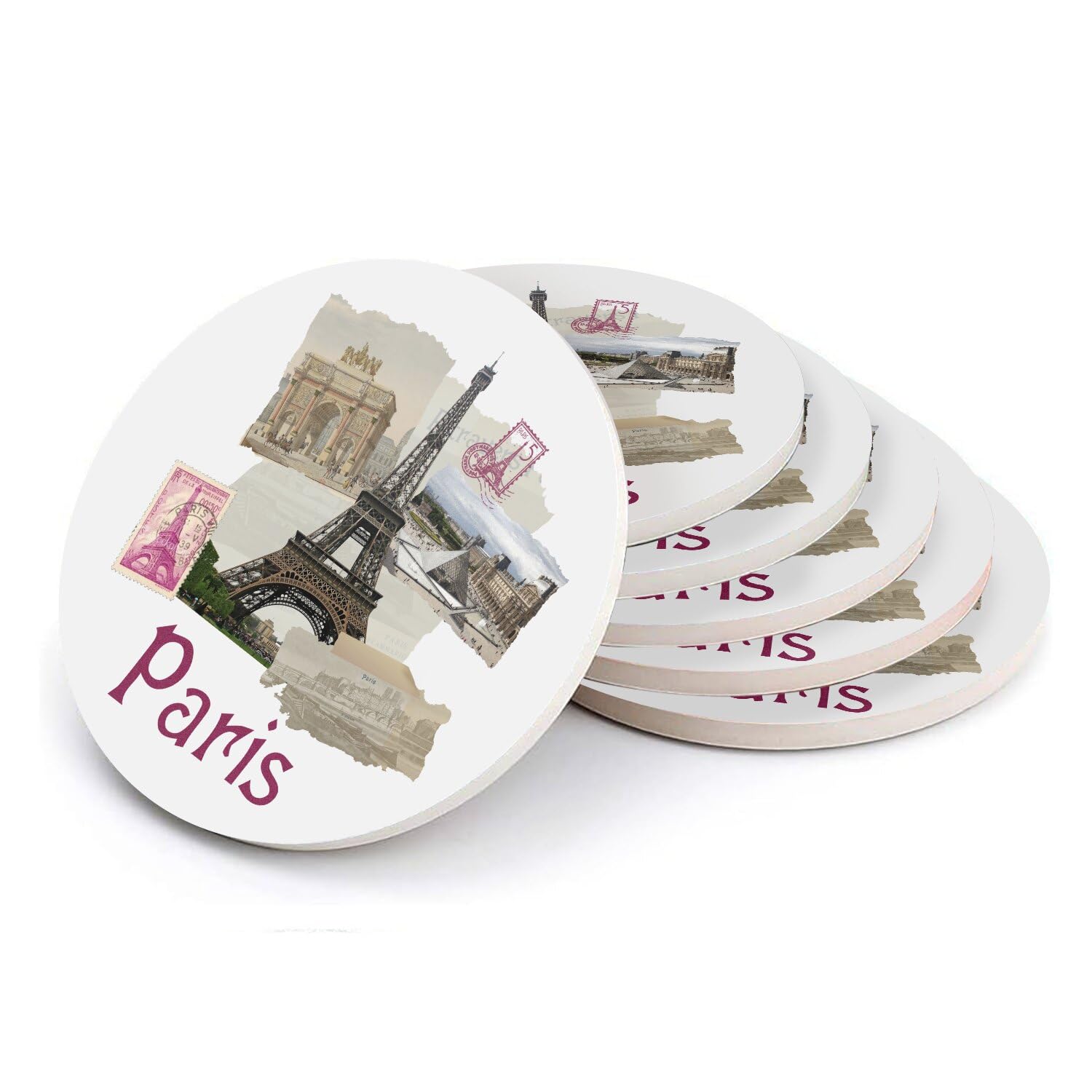 Sous-verre ronds céramique Paris souvenir de France idéal cadeau