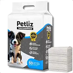 Tapete Higiênico 60cm x 50cm 50 Unidades para Cachorro Sanitário Super Absorvente Antivazamento Alta Absorção Descartável Premium Atrativo Petliz