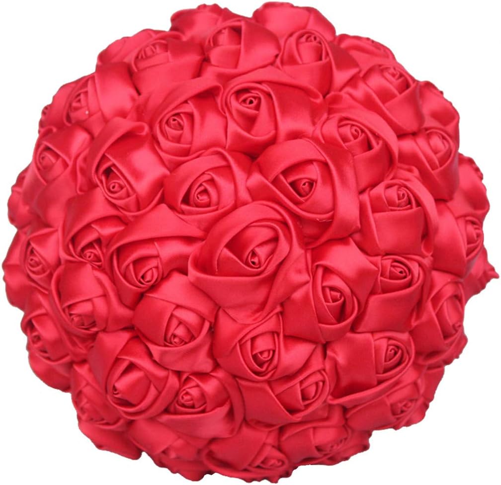 Customization Satin Rose Wedding Bouquet Solid Color Bridal Holding Bouquet Wedding Flower Arrangements Bridesmaid Bouquet, Purple