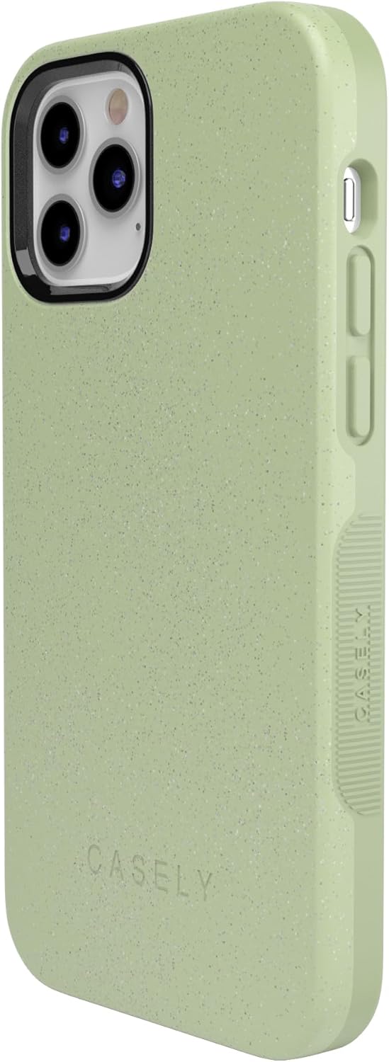 Casely iPhone 12/12 Pro Case | Kiwi Kiss | Matcha Green Shimmer | Bold Protective Design | Compatible with MagSafe