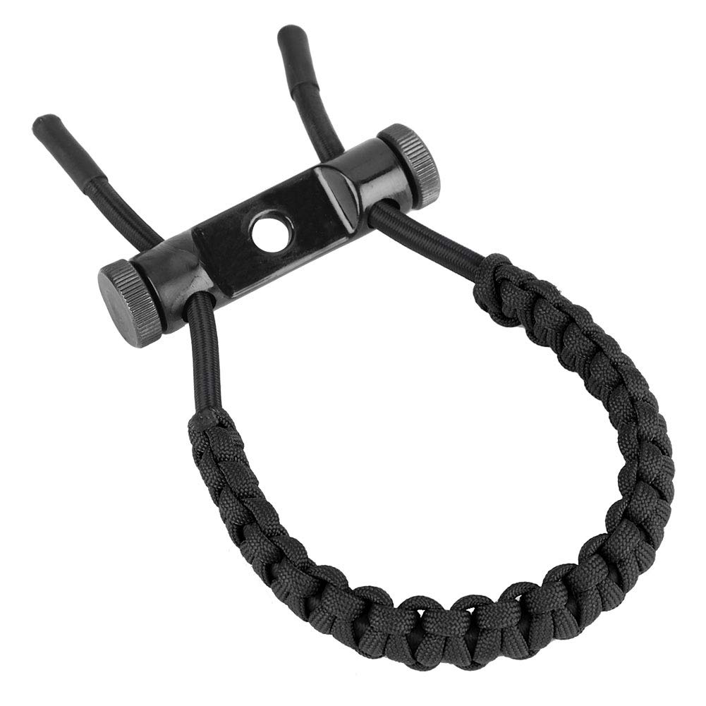 Zerone Bow Wrist Sling,1Pc Archery Adjustable Durable Leather Compound Bow Wrist Sling (Black) - Image 2