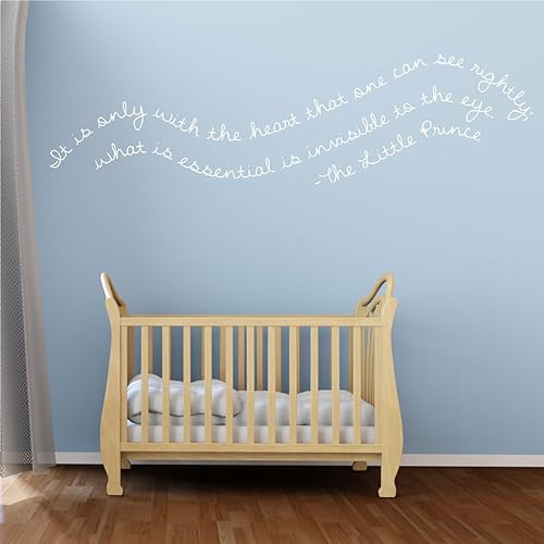 Miniatura 7 de Calcomanía de pared para cuarto de bebé, con texto en inglés "IT Is Only With The Heart", decoración de pared de vinilo con el principito para