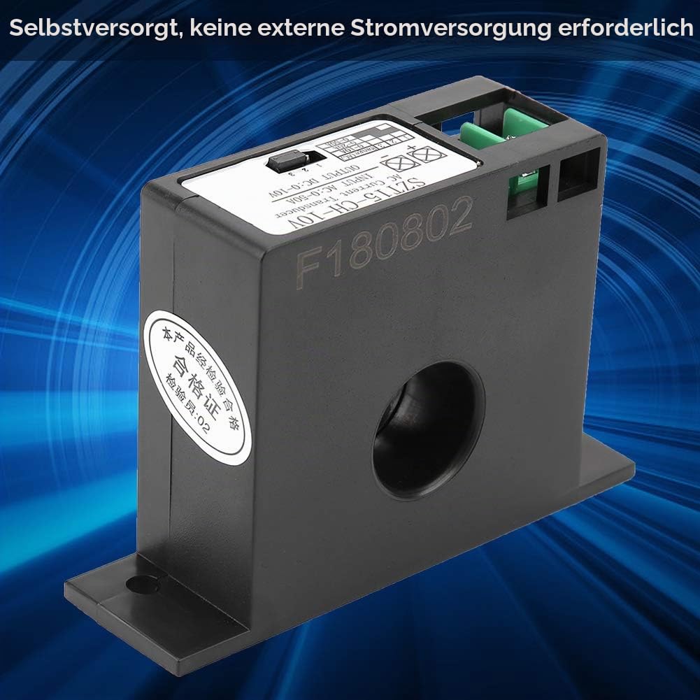 Yctze Hochgenauer Wechselstromwandler 0–50 A auf Gleichstrom 0–10 V, Stromwandler, Gegeninduktivität SZT15-CH-10V