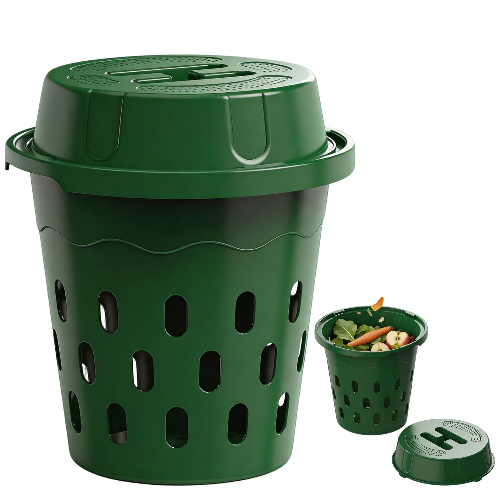 BRGD 2 Pezzi 8L Compostiera per Lombrichi Interrata, Verde Lombricompostiera con Coperchi e Fori di Ventilazione per Orti, Letti Rialzati, Giardini, Vivai, Fattorie, Giardinieri