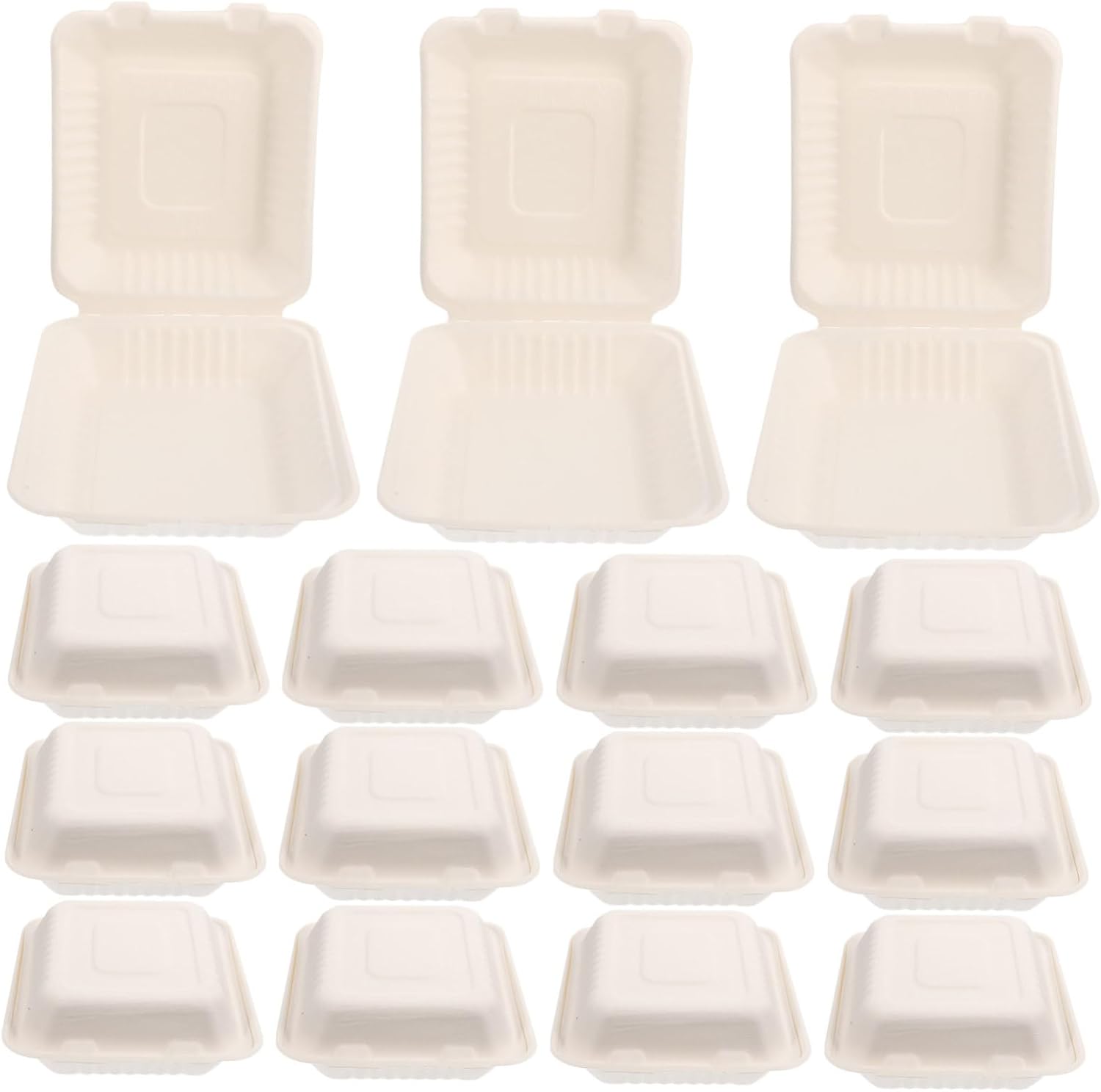50pcs Paper Food Containers Disposable Divided Takeout Boxes for Meal Prep and Catering Pulp Packaging for Fried Foods Snacks and More for Parties and Restaurants