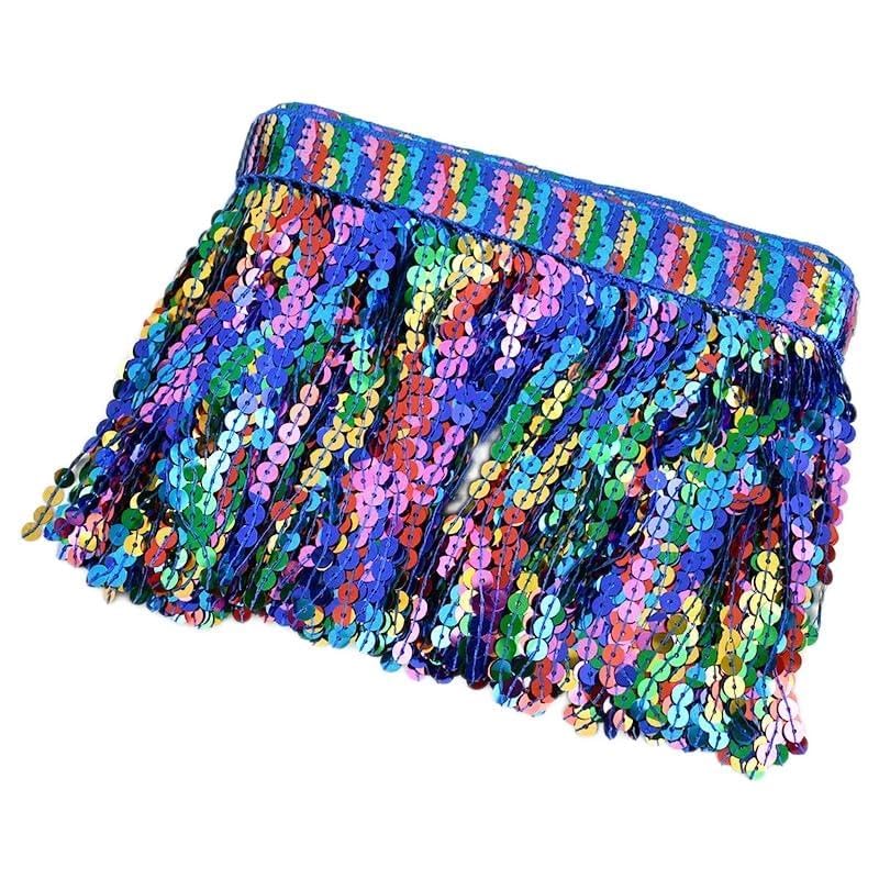 Amazon.com: 2/5Yards 16cm Rainbow Sequin Embroidered Tassel Fringe 