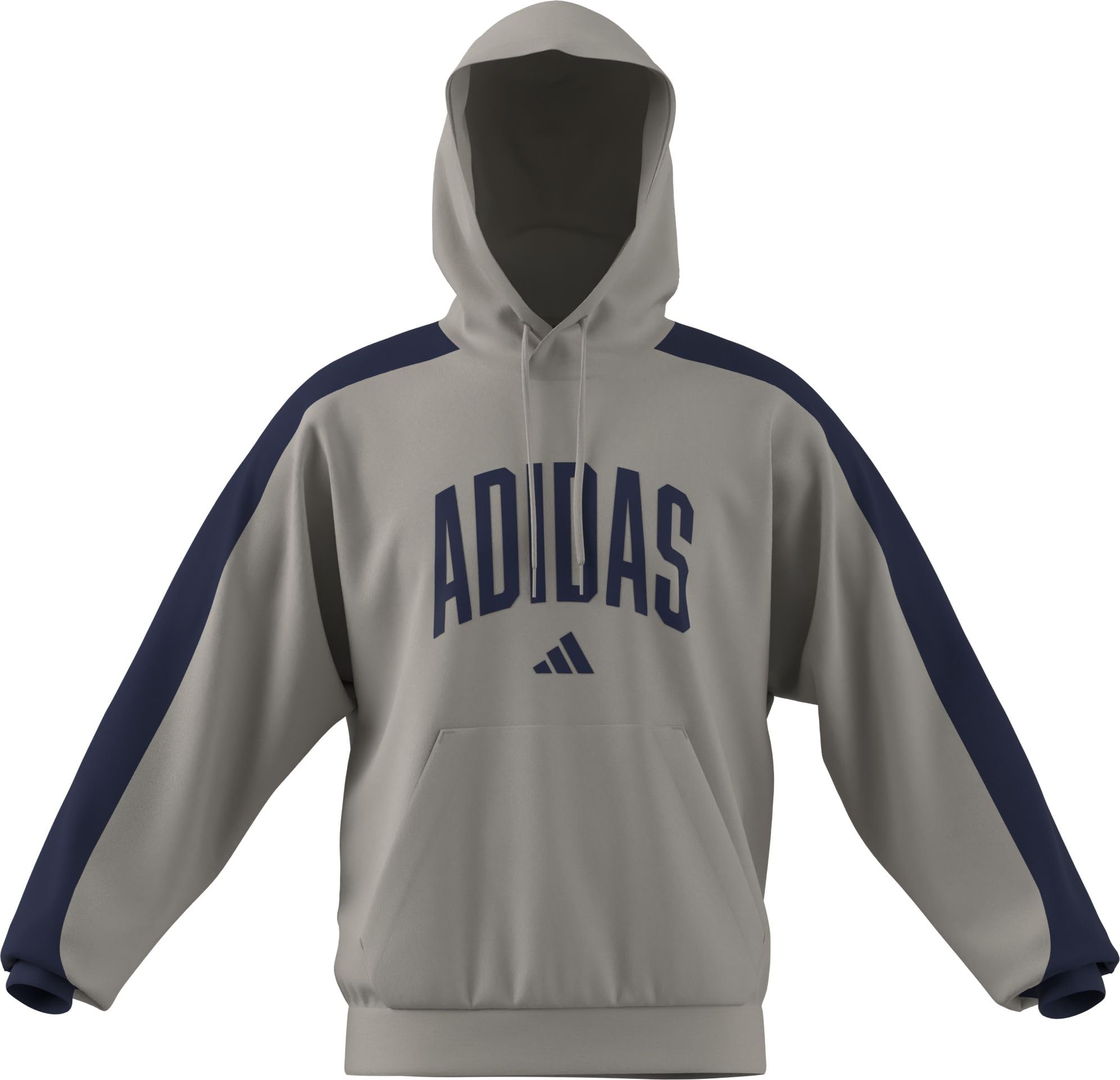 adidas Men's COLLEGIATE FLEECE HOODIE, wonder alumina/dark blue, L Tall