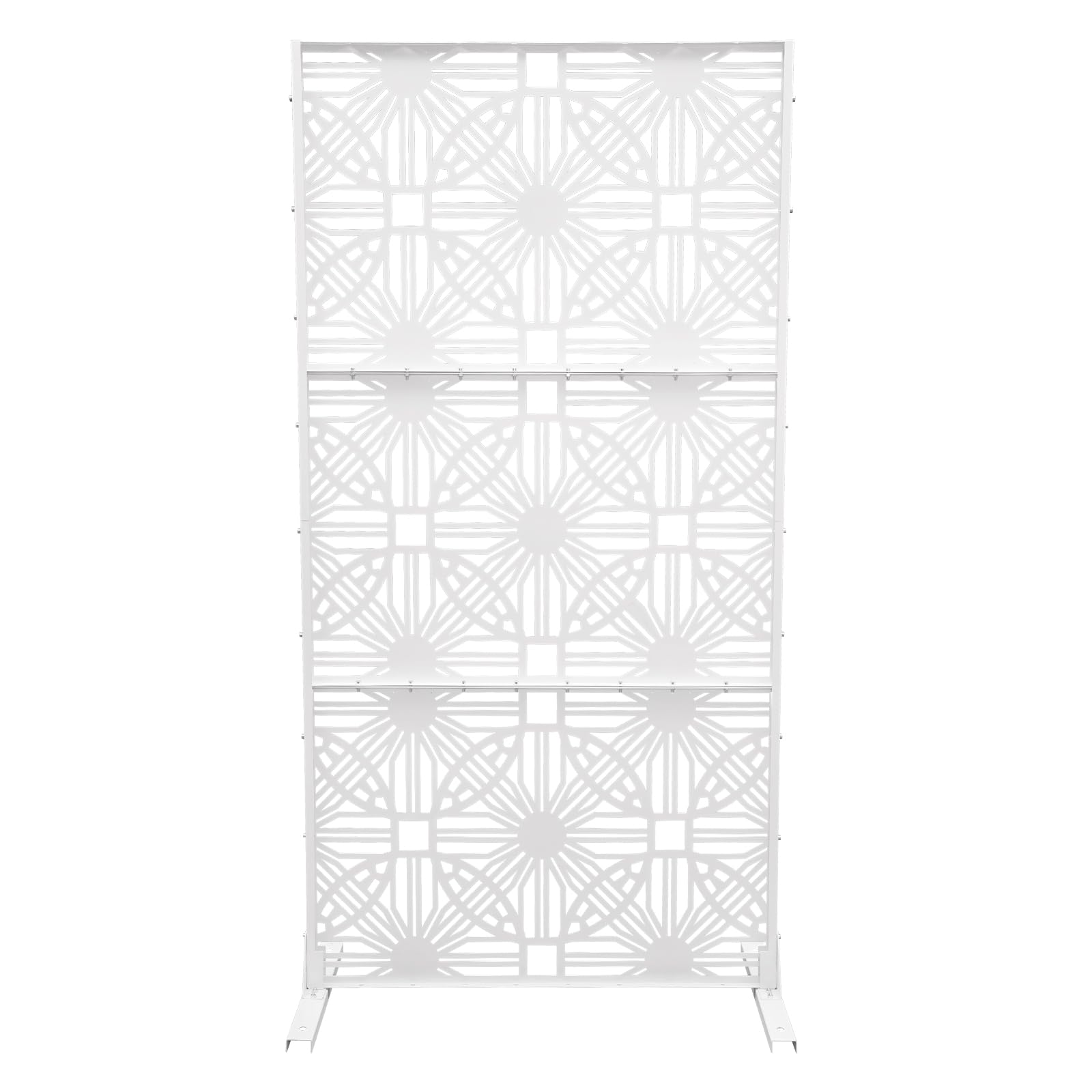 Outdoor Living Privacy Screen, Metal Privacy Screen Outdoor Privacy Screen Fence White Flower Pattern Pattern 36.25x71.5inch, Privacy Panels