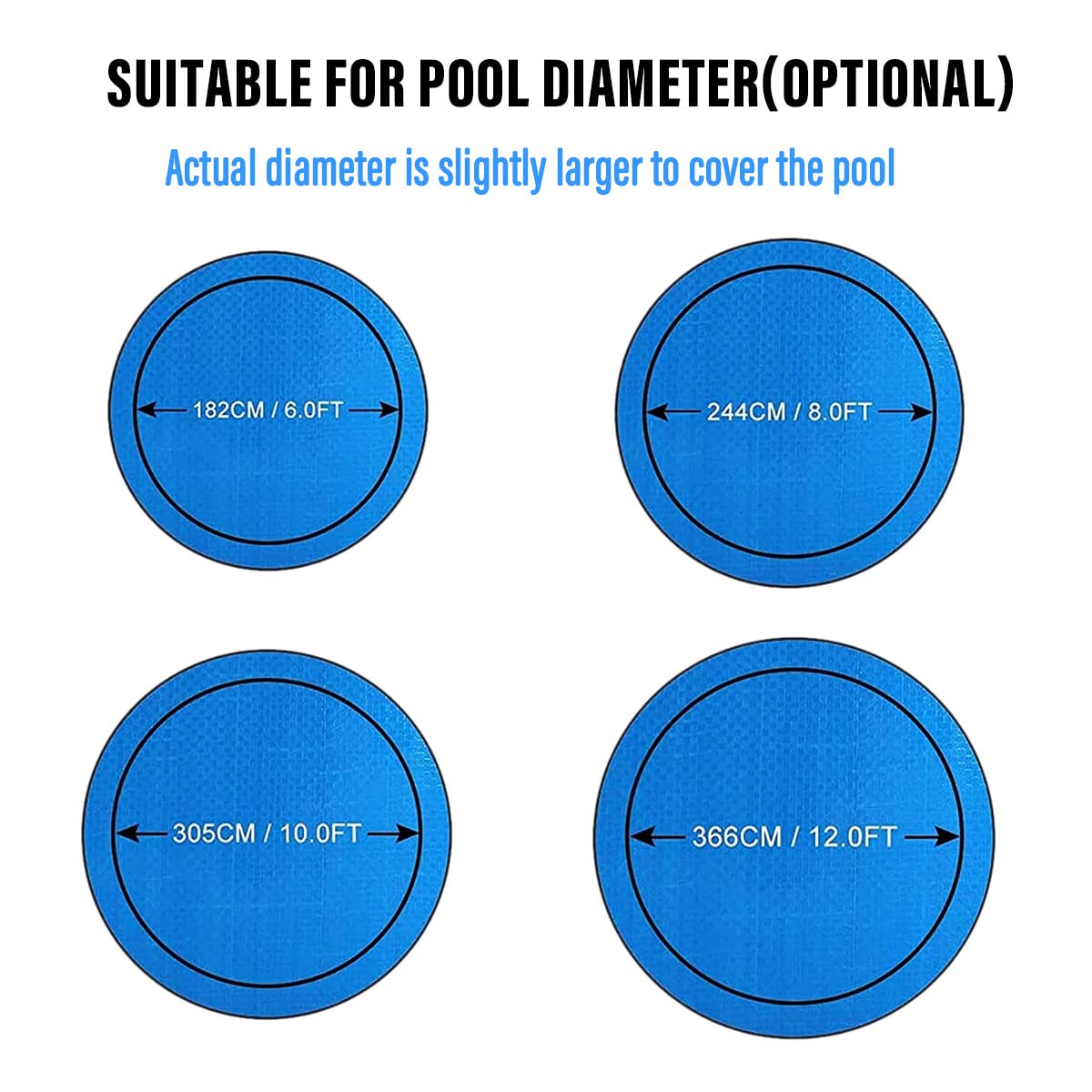 Telo di copertura per piscina, Telo Termico per Piscina Rotonda, Copertura protettiva per piscina impermeabile e antipolvere per piscine fuori terra (366cm/12ft)