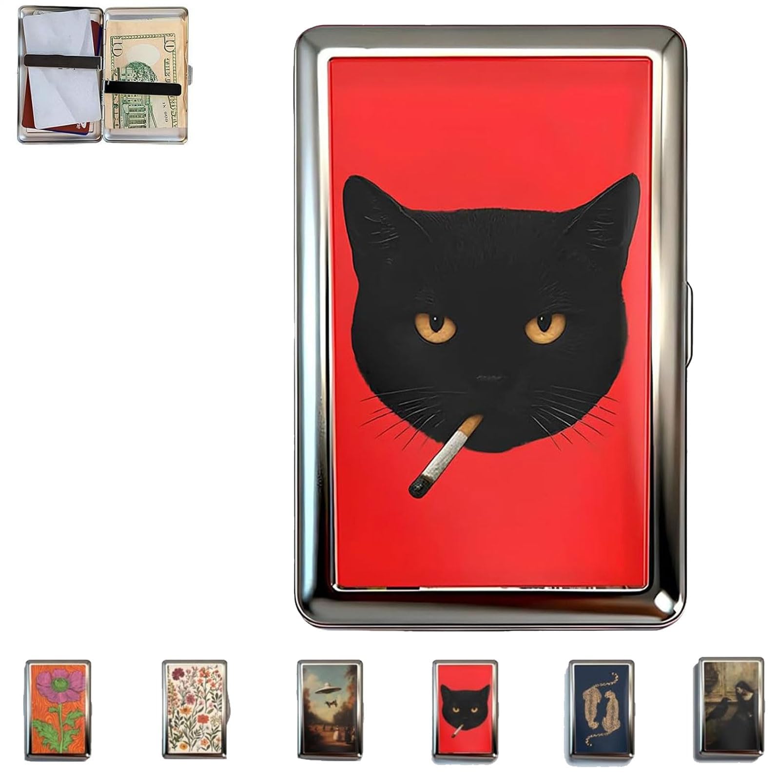 Vintage Card Holder, Vintage-Style Versatile Card & Cash Case, Metal Cases, Vintage Metal Card Holder/Wallets (D) - 2