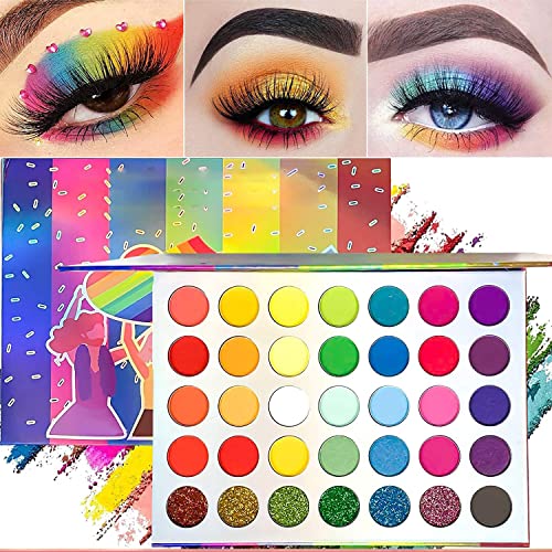 Jutoe Eyeshadow Palette,35 Colors High Pigmented Makeup Palette Matte And Shimmer Glitter Powder Eye Shadow Waterproof Long Lasting Eye Shadow Palette(Style 2) #TOP6