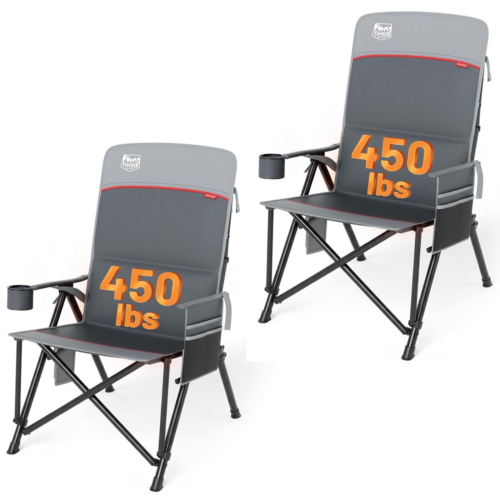 TIMBER RIDGE Oversized Heated Camping Chair in a snowy campсайт