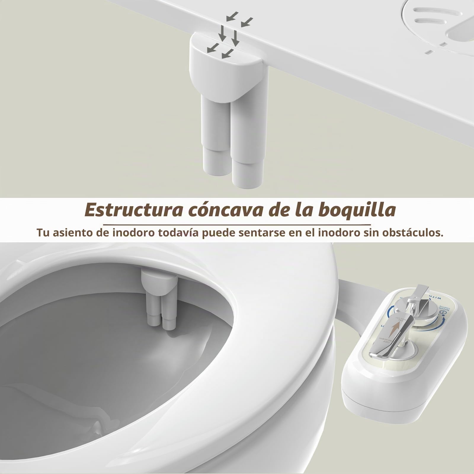 Bidet para WC izquierdo – Retráctil autolimpiable bidé no eléctrico con, boquilla doble bidé, accesorio de limpieza delantera y trasera, accesorio de inodoro (Manguera de 1 metro)