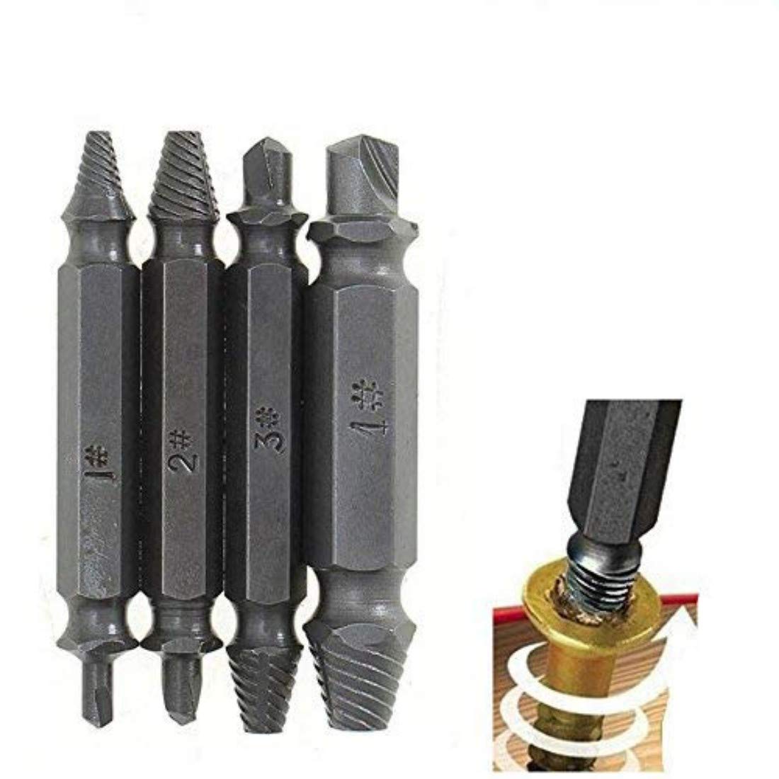 DIY Crafts Repair 4X Double Side Damaged Screw Extractor Out Remover Bolt Stud DIY Works (4 Pcs Set, Pattern No # 1) 3