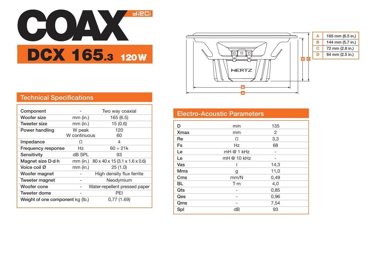 Kit 6 Casse Compatibile con Renault Capture Con Adattatori E Supporti Altoparlanti Hertz ANTERIORE e POSTERIORE dsk 165.3 DCX 165