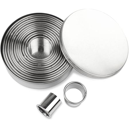 Sihuuu Stainless Steel Cookie Cutters, Geometric Shapes Cookie Cutter Set ,Round Mini Cookie Cutters for Vegetable Pastry Dough Doughnuts(14 PCS)