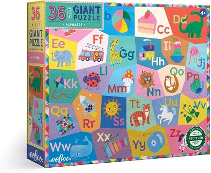 eeBoo Animal Alphabet 36 Giant Piece Childrens Puzzle, 24.5" x 20"