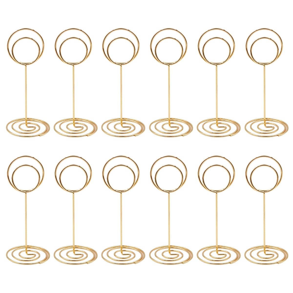 WANGCL 12 Pack Mini Place Card Holders Table Number Holder Wedding Table Name Card Holder Clips Picture Memo Note Photo Stand（Gold）