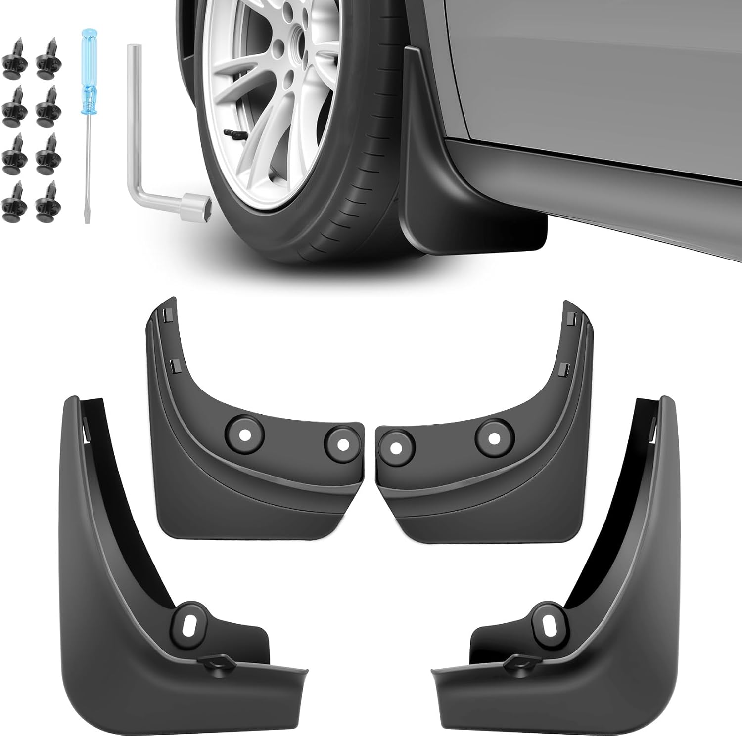 2021-2023 Tesla Model 3 Accessories Mud Flaps, All Weather Car Protection [Protect Paint] No Drilling Required, Tire Protector Mud Flaps for Tesla Model 3 2021-2023