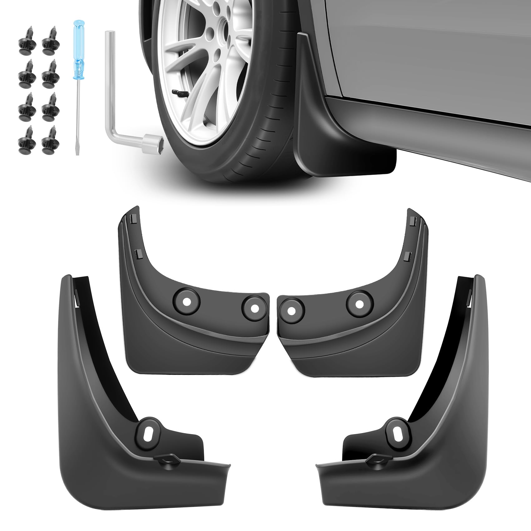 Photo 1 of 2021-2023 Tesla Model 3 Accessories Mud Flaps, All Weather Car Protection [Protect Paint] No Drilling Required, Tire Protector Mud Flaps for Tesla Model 3 2021-2023